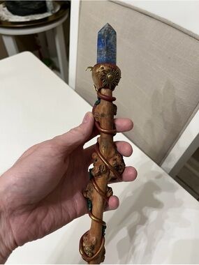 14.3'' Natural Lapis Lazuli Wood Crystal Wand Reiki - 0.4lb